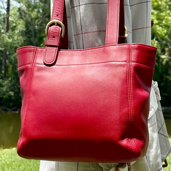 Coach Vintage Soho Waverly Buckle Bag 1999 Dominican Republic Brass & Red 4157 - Picture 4 of 16